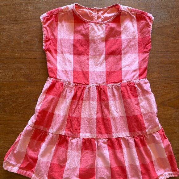 red and pink check primary girls dress size 4 - Picture 1 of 3